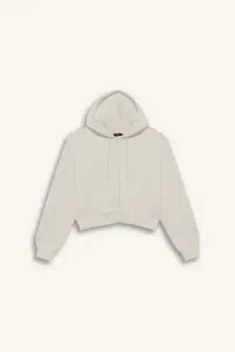 Coool Standard Fit Hooded Zippered Sweatshirt Dirty White - 7