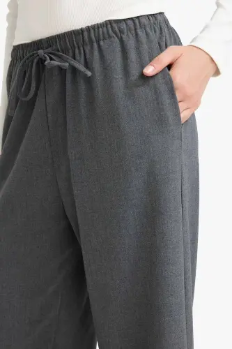 Coool Wide Leg Normal Bel Pantolon-Antrasit - 1