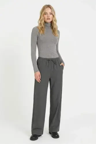 Coool Wide Leg Normal Bel Pantolon-Antrasit - 1