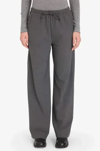 Coool Wide Leg Normal Bel Pantolon-Antrasit - 3