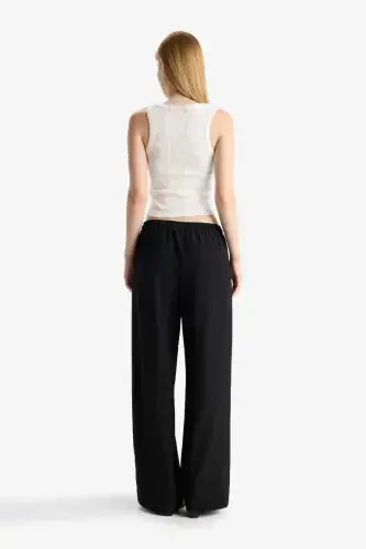 Coool Wide Leg Normal Bel Pantolon-Siyah - 6