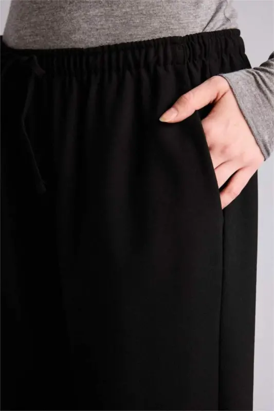 Coool Wide Leg Normal Bel Pantolon-Siyah - 6