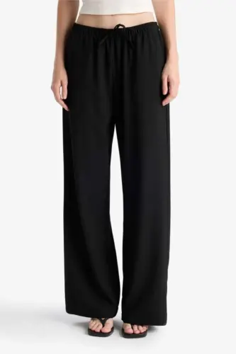 Coool Wide Leg Normal Bel Pantolon-Siyah - 4