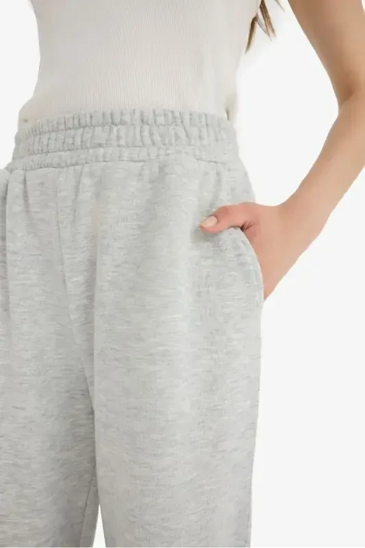 Coool Wide Leg Sport shimi Bel rezinkali keng keng shim - kulrang aralash - 6