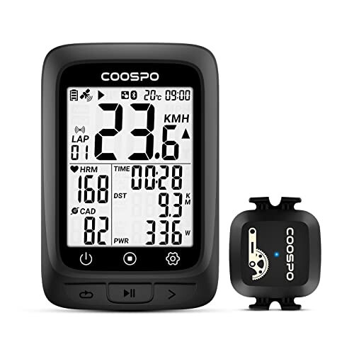 COOSPO Bike Computer GPS Wireless, ANT+ Cycling Computer GPS with Bluetooth, Multifunctional ANT+ Bicycle Computer GPS with 2.4 LCD Screen, Bike Speedometer with Auto Backlight IP67 - CooSpo