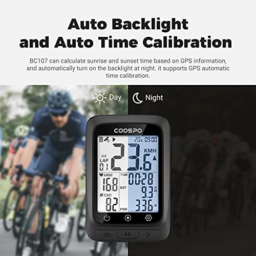 COOSPO Bike Computer GPS Wireless, ANT+ Cycling Computer GPS with Bluetooth, Multifunctional ANT+ Bicycle Computer GPS with 2.4 LCD Screen, Bike Speedometer with Auto Backlight IP67 - 3