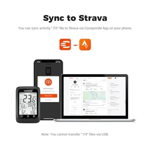 COOSPO Bike Computer GPS Wireless, ANT+ Cycling Computer GPS with Bluetooth, Multifunctional ANT+ Bicycle Computer GPS with 2.4 LCD Screen, Bike Speedometer with Auto Backlight IP67 - 4