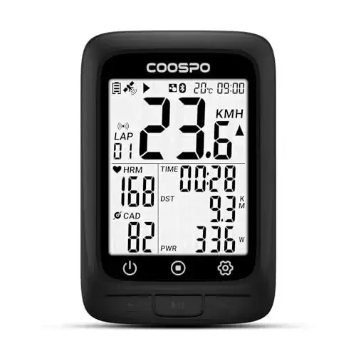 COOSPO Bike Computer GPS Wireless, ANT+ Cycling Computer GPS with Bluetooth, Multifunctional ANT+ Bicycle Computer GPS with 2.4 LCD Screen, Bike Speedometer with Auto Backlight IP67 - 6