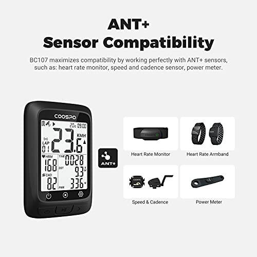 COOSPO Bisiklet Bilgisayarı GPS Kablosuz, ANT+ Bisiklet Bilgisayarı GPS Bluetooth ile, Çok Fonksiyonlu ANT+ Bisiklet Bilgisayarı GPS 2.4 LCD Ekranlı, Otomatik Arka Işık IP67 ile Bisiklet Hız Ölçer - 4