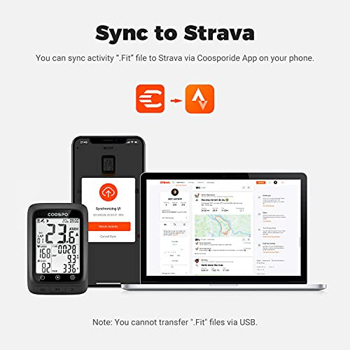 COOSPO Bisiklet Bilgisayarı GPS Kablosuz, ANT+ Bisiklet Bilgisayarı GPS Bluetooth ile, Çok Fonksiyonlu ANT+ Bisiklet Bilgisayarı GPS 2.4 LCD Ekranlı, Otomatik Arka Işık IP67 ile Bisiklet Hız Ölçer - 5