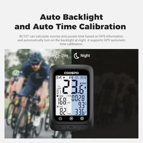 COOSPO Wireless Cycling Computer GPS with 2.4 LCD Screen, Bike Speedometer with Auto Backlight IP67 - 3