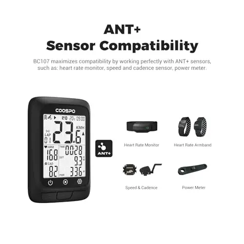 COOSPO Wireless Cycling Computer GPS with 2.4 LCD Screen, Bike Speedometer with Auto Backlight IP67 - 4