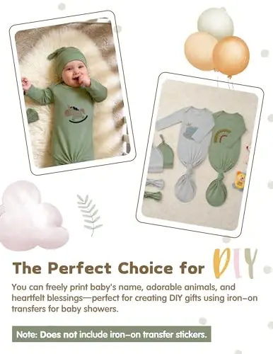 COOZYNANA 2Pack Knotted Gown Baby Newborn, Ultra-Soft Modal Sleeper for 0-3 Month Boys & Girls - 5