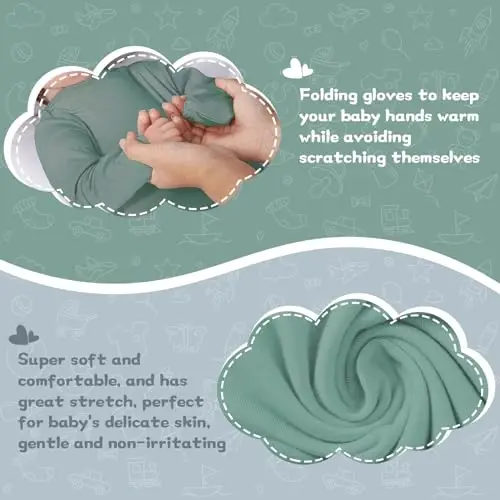 COOZYNANA 2Pack Newborn Baby Knotted Gown, Super Soft Modal Infant Long Sleeve Sleeper with Hat and Headband Set - 3