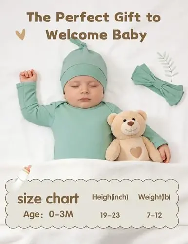 COOZYNANA 2Pack Newborn Baby Knotted Gown, Super Soft Modal Infant Long Sleeve Sleeper with Hat and Headband Set - COOZYNANA (1)