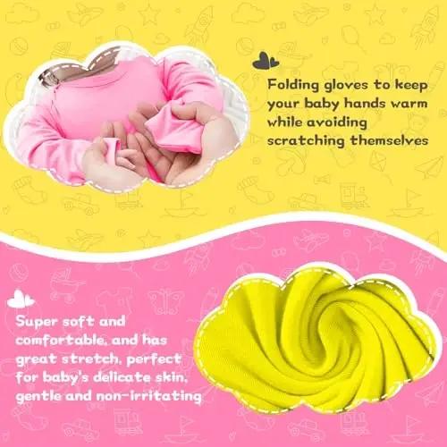 COOZYNANA 2Pack Newborn Baby Knotted Gown, Super Soft Modal Infant Long Sleeve Sleeper with Hat and Headband Set - 4
