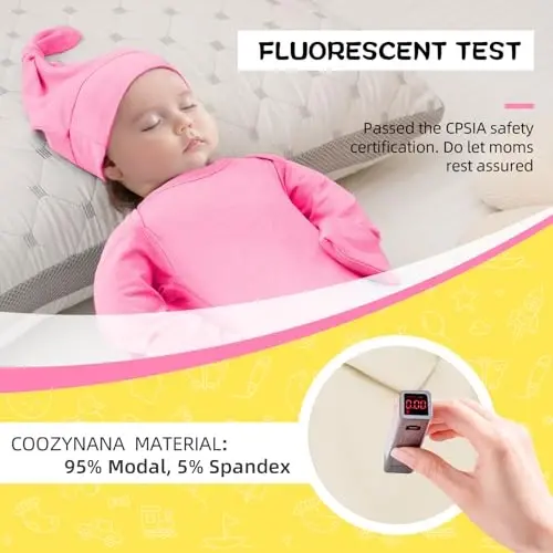 COOZYNANA 2Pack Newborn Baby Knotted Gown, Super Soft Modal Infant Long Sleeve Sleeper with Hat and Headband Set - 5