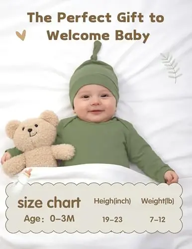 COOZYNANA 2Pack Newborn Baby Knotted Gown, Super Soft Modal Infant Long Sleeve Sleeper with Hat and Headband Set - COOZYNANA (1)