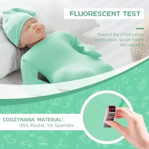 COOZYNANA 2Pack Newborn Baby Knotted Gown, Super Soft Modal Infant Long Sleeve Sleeper with Hat and Headband Set - 4