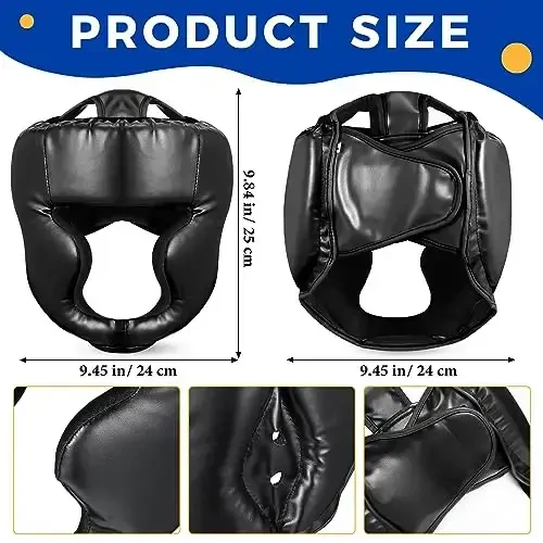 Copkim 2 Pcs Boxing Headgear MMA Training Sparring Gear Muay Thai Headgear Adjustable Taekwondo Helmet for Kickboxing Sparring Trainees Youth Adult Men - COPKIM (1)