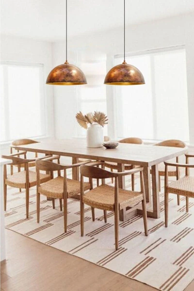 Copper Color Linate Single Pendant Retro Restaurant Dining Meeting Room Desktop Bakery Bar - 23