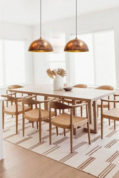 Copper Color Linate Single Pendant Retro Restaurant Dining Meeting Room Desktop Bakery Bar - 7