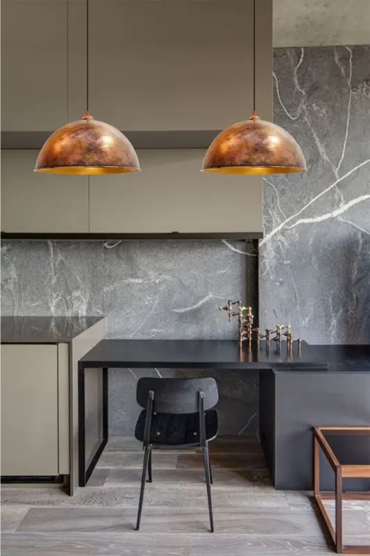 Copper Color Linate Single Pendant Retro Restaurant Dining Meeting Room Desktop Bakery Bar - 3