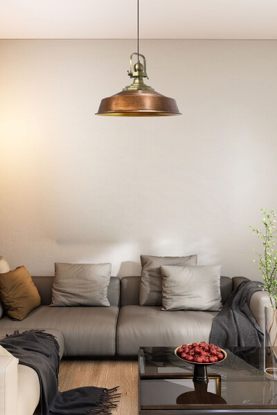 Copper Colored Noble Single Chandelier Antique Head Retro Pendant Lamp Restaurant Hall Lighting - 9