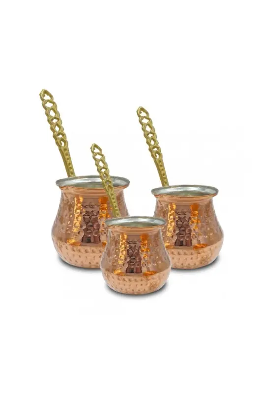 Copper Tombik Coffee Pot Set of 3 - ANTEPSEPETİ