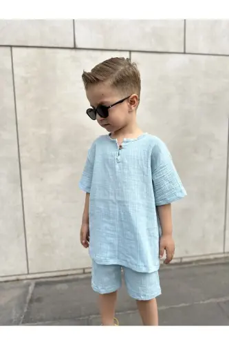 COPY - Kids muslin Set summer bohemian-Turquoise - BARIN KIDS (1)