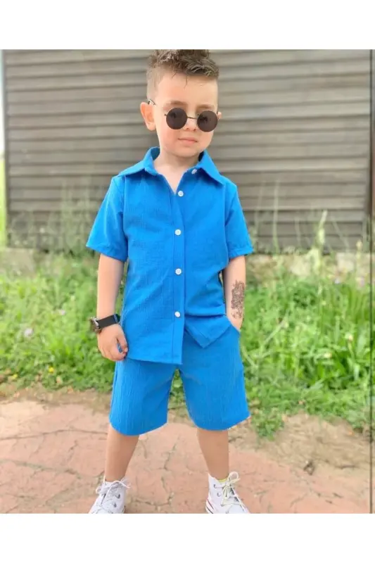 COPY - Kids Summer Shirt Set - Blue - 3