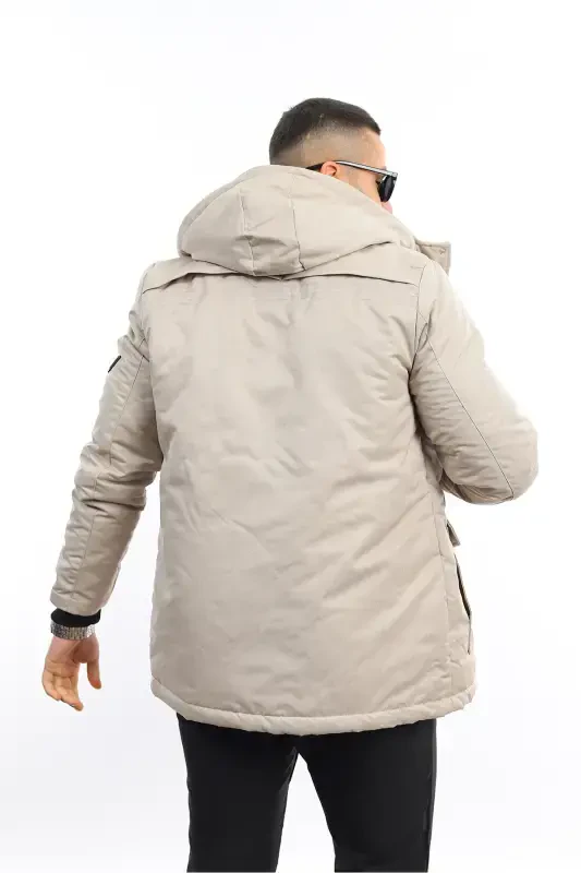 COPY - Men's Winter Portable Hooded Coat Jacket-BEIGE - 5