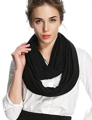corciova Black Soft Girl Women Infinity Wrap Scarf Stretchy Jersey Knit Sleep Head Circle Scarf Continuous Loop Light Weight - 4