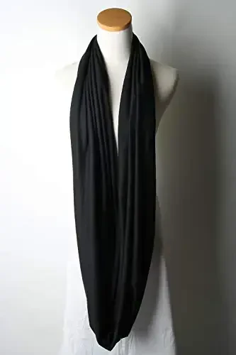 corciova Black Soft Girl Women Infinity Wrap Scarf Stretchy Jersey Knit Sleep Head Circle Scarf Continuous Loop Light Weight - 3