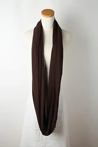 corciova Black Soft Girl Women Infinity Wrap Scarf Stretchy Jersey Knit Sleep Head Circle Scarf Continuous Loop Light Weight - 3