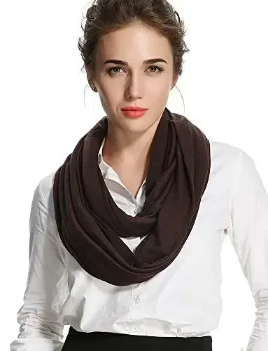 corciova Black Soft Girl Women Infinity Wrap Scarf Stretchy Jersey Knit Sleep Head Circle Scarf Continuous Loop Light Weight - 4
