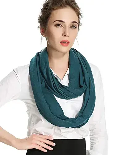 corciova Black Soft Girl Women Infinity Wrap Scarf Stretchy Jersey Knit Sleep Head Circle Scarf Continuous Loop Light Weight - 4