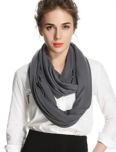 corciova Black Soft Girl Women Infinity Wrap Scarf Stretchy Jersey Knit Sleep Head Circle Scarf Continuous Loop Light Weight - 10
