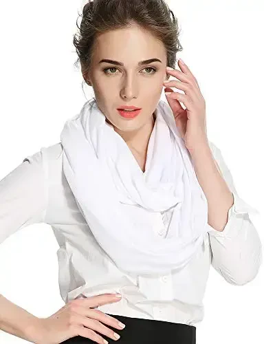 corciova Black Soft Girl Women Infinity Wrap Scarf Stretchy Jersey Knit Sleep Head Circle Scarf Continuous Loop Light Weight - 4