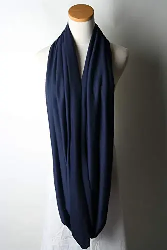 corciova Black Soft Girl Women Infinity Wrap Scarf Stretchy Jersey Knit Sleep Head Circle Scarf Continuous Loop Light Weight - 3