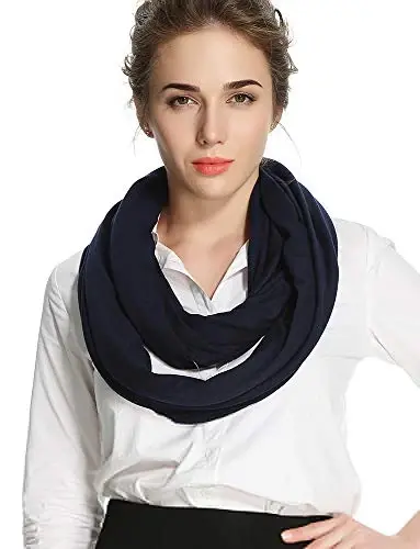 corciova Black Soft Girl Women Infinity Wrap Scarf Stretchy Jersey Knit Sleep Head Circle Scarf Continuous Loop Light Weight - 4
