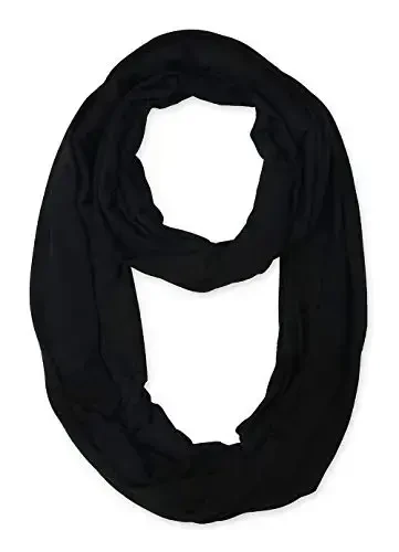 Corciova Black Soft Girl Women Infinity Wrap Scarf Stretchy Jersey Knit Sleep Head Circle Scarf Continuous Loop Light Weight 