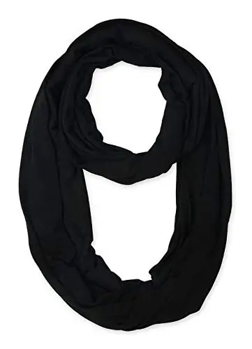 corciova Black Soft Girl Women Infinity Wrap Scarf Stretchy Jersey Knit Sleep Head Circle Scarf Continuous Loop Light Weight 