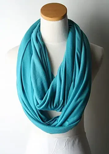 corciova Black Soft Girl Women Infinity Wrap Scarf Stretchy Jersey Knit Sleep Head Circle Scarf Continuous Loop Light Weight - 3