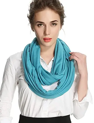 corciova Black Soft Girl Women Infinity Wrap Scarf Stretchy Jersey Knit Sleep Head Circle Scarf Continuous Loop Light Weight - 2