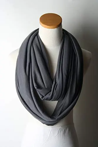 corciova Black Soft Girl Women Infinity Wrap Scarf Stretchy Jersey Knit Sleep Head Circle Scarf Continuous Loop Light Weight - CORCIOVA (1)