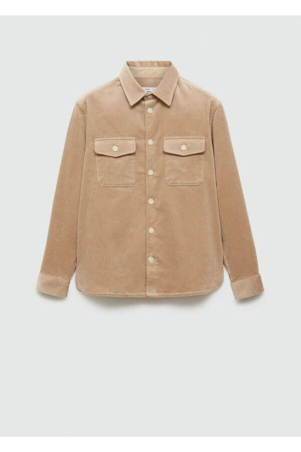 Corded Velvet Shirt Jacket with Pockets - 3