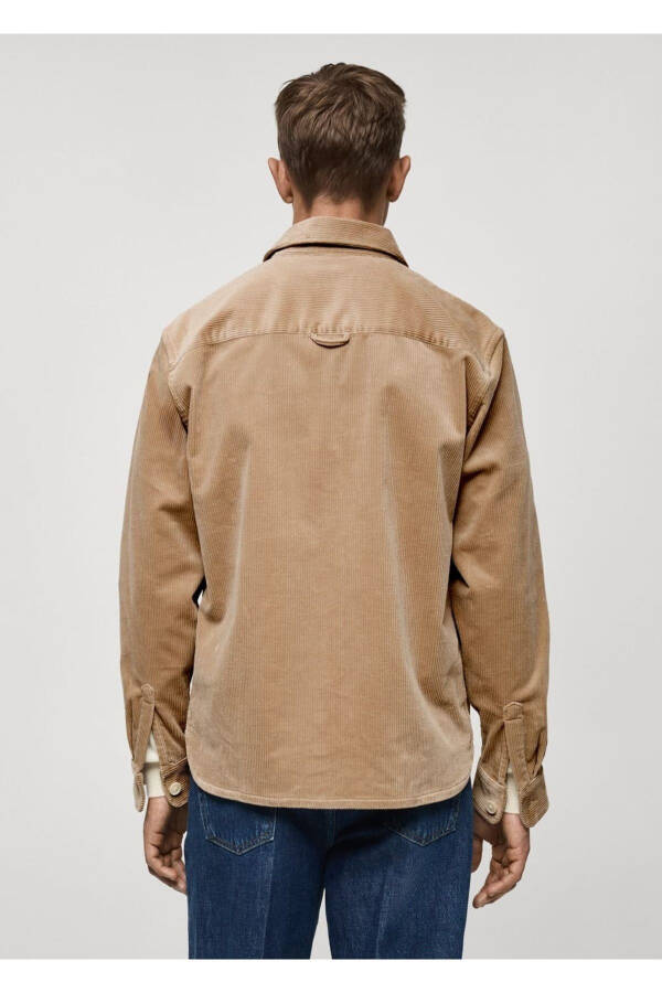 Corded Velvet Shirt Jacket with Pockets - 4