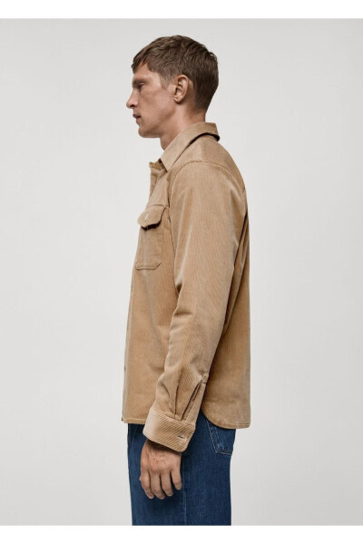 Corded Velvet Shirt Jacket with Pockets - 6