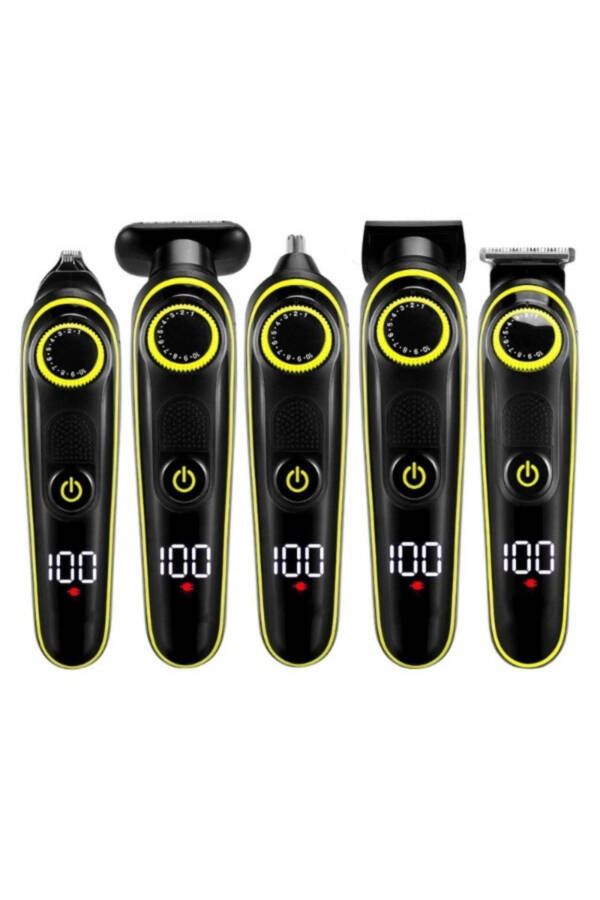 Cordless 5 in 1 Hair Beard Body Shaver Rechargeable Men's Grooming Set with LED Display - 6